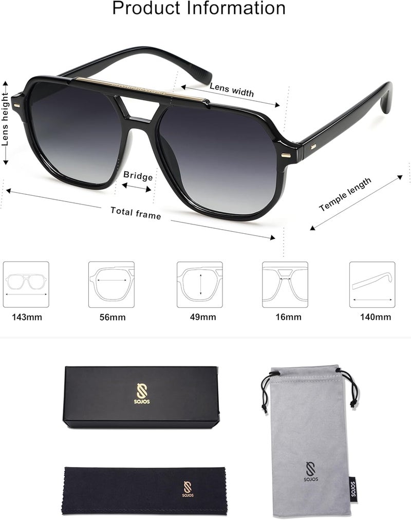 Sojos Retro Trendy Aviator Polarized Sunglasses Men Women Vintage 70s Square Stylish Frame Sun Glasses SJ2283 - Image 5